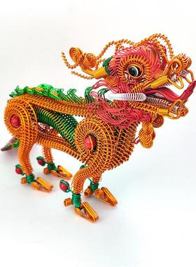 神话生财吉祥神兽招财彩色金属铝线手工艺品摆件