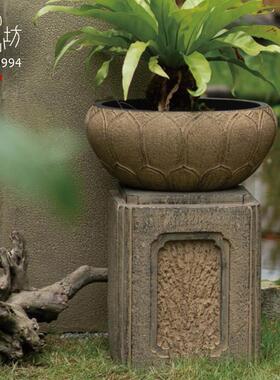 匠心坊户外草坪花园摆件人造石石墩庭院布置小花盆盆栽装饰品