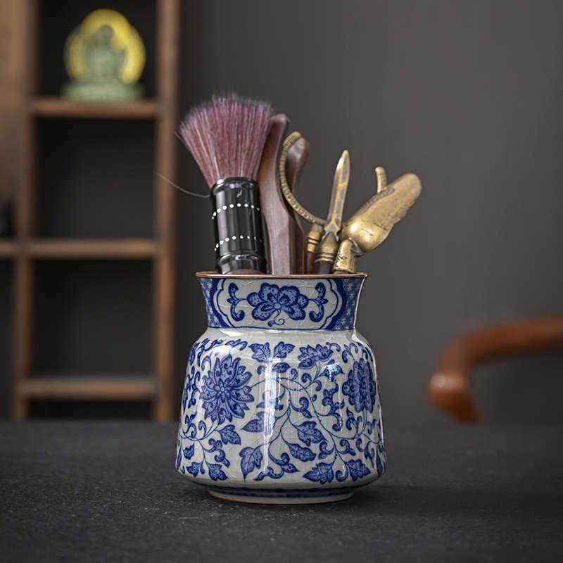 老陶泥青花瓷茶道六君子功夫茶具用品配件山水画陶瓷泡茶工具茶刀,淘宝优惠券,粉丝福利购,淘宝优惠卷