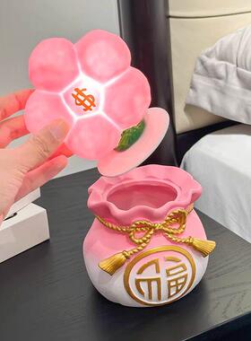 创意新年有花福袋小灯桌摆件夜招面财钱装饰品房间卧VGJ室拍拍灯