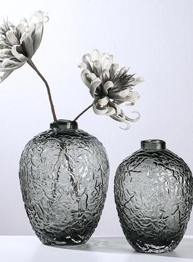 现代吊钟大肚子小口玻璃花瓶新品设计客厅水培创意插花花器