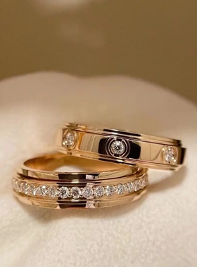 99新伯爵时来运转单排满钻玫瑰金戒指窄4.8mm码数咨询G34PC300