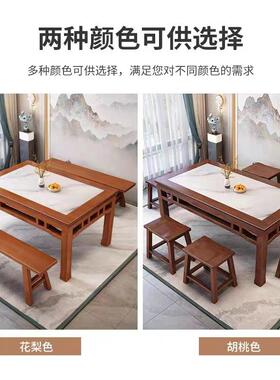 中式实木八仙桌老式仿古餐桌农村中堂正方形桌子家用饭店桌椅商用