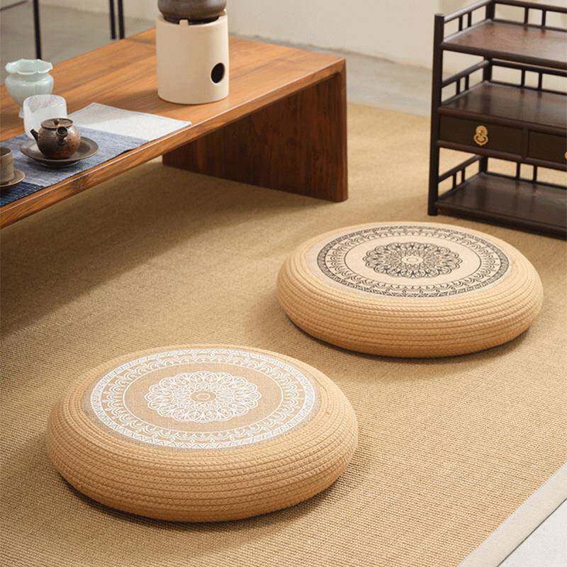 Futon cushion jute home floor living room balcony bay window thickened round Japanese tatami mat