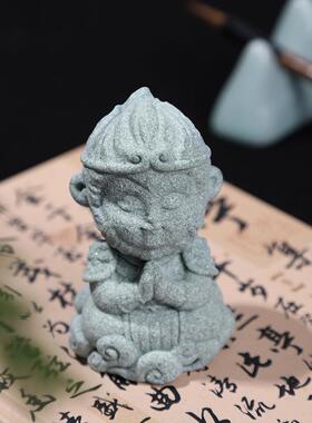 新款直销创意卡通齐天大圣孙悟空仿青砂石鱼缸水族造景树脂摆件水