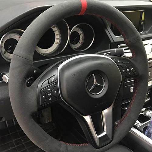 奔驰手缝方向盘套翻毛皮GLC260C200L新CE级GLACLAGLEGLB把套 - 图2