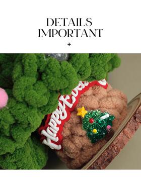 AMNN 猫咪蝴蝶结手工毛线钩织圣诞树摆件节日可爱氛围感桌面摆饰