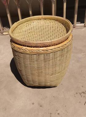 广东产手工竹编青箩筐 竹编收纳筐家用竹簸箕 直径38高37竹箩可选