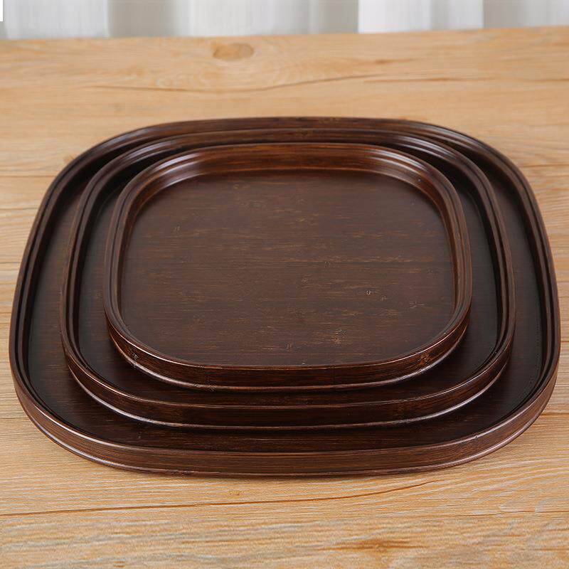 Bamboo plate walnut color dining tray simple hotel home tea set tea tray square dry tea table dinner plate