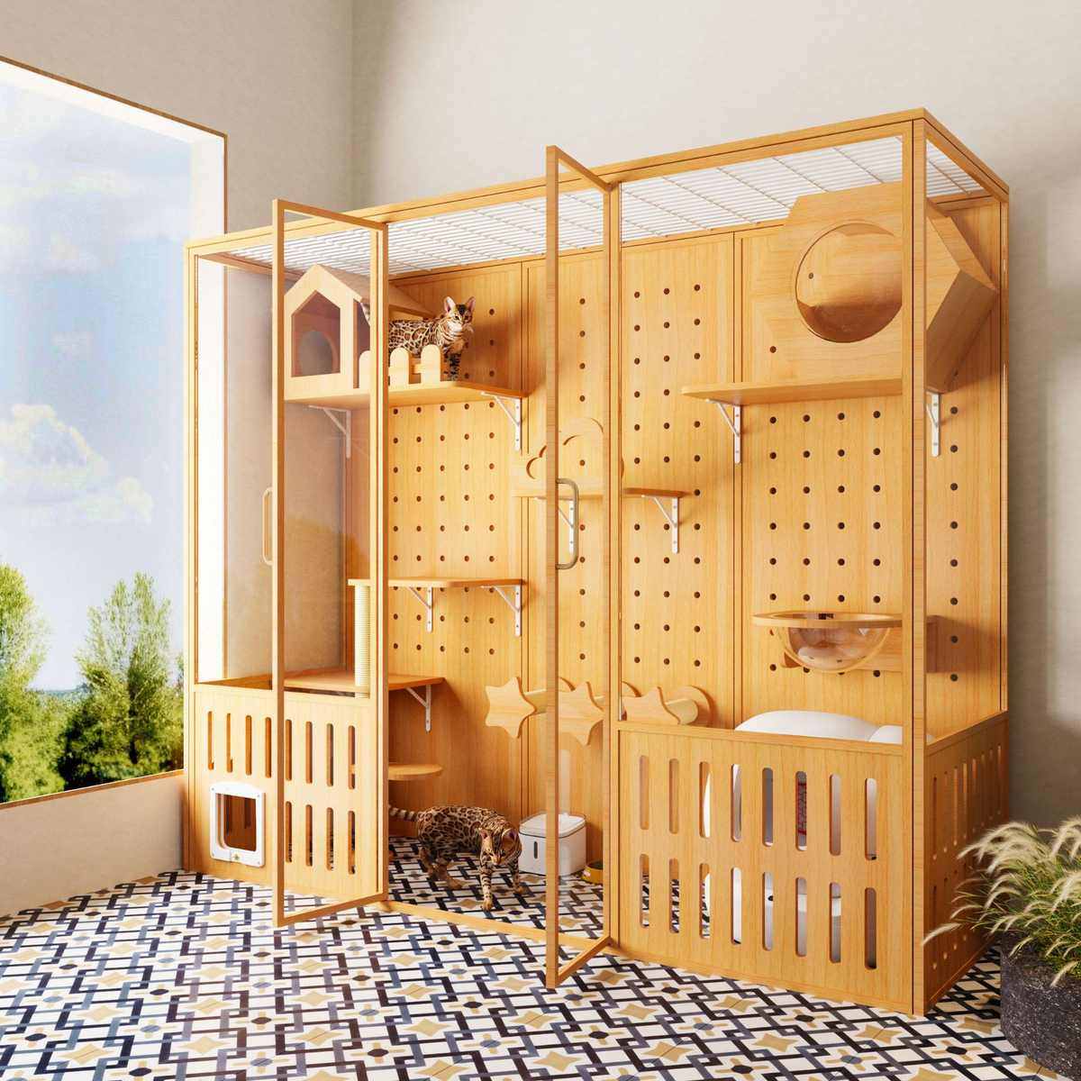 定制宠物笼子猫狗小宠动物寄养展示柜子实木猫柜子玻璃全景猫屋笼,淘宝优惠券,粉丝福利购,淘宝优惠卷