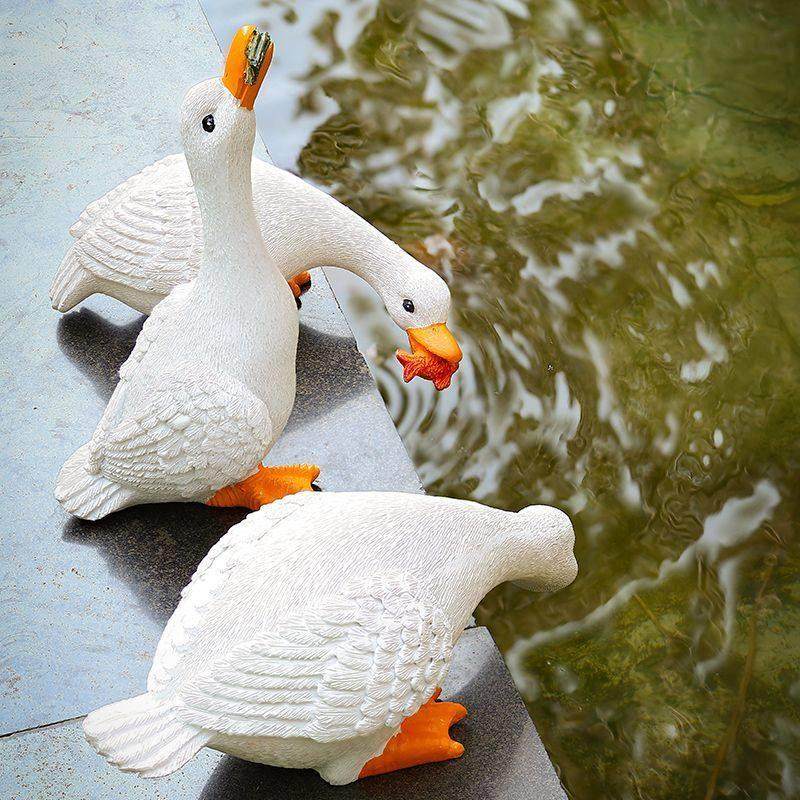 户外庭院花园水景假山装饰鱼池鱼缸造景小白鸭子摆件水池流水景观,淘宝优惠券,粉丝福利购,淘宝优惠卷