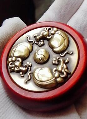 时来运转黄铜工艺品扭转乾坤赚钱转运解压纯铜钱纳福转转钱手把件