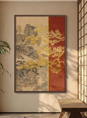 新中LM91985式体入户关饰画酒店装饭厅背景墙客厅山水画浮雕立国