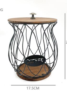 厂家直销铁木工艺咖啡胶囊收纳篮子家居小件用客厅厨房摆件定制