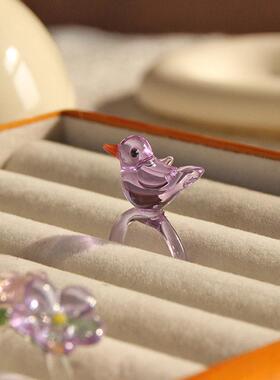 淄博琉璃仿真花戒指手工玻璃饰品生日礼物女生实用级感闺蜜订婚