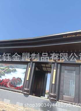 高档小区大门景观工程国风复古中式小区门楼