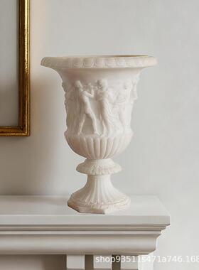 新古典风墅仿玉石花树脂器简约时BMB尚别酒款店庭院装饰浮雕花器