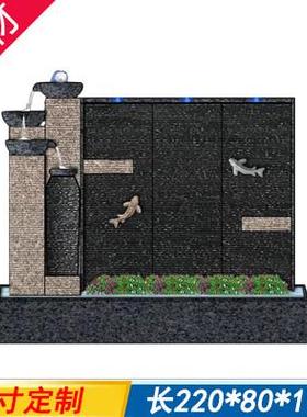 天然石材流水墙喷泉庭院瀑布水景公司屏风别墅水幕墙景观石头摆件