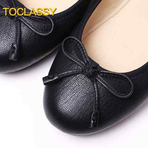 正品植鞣制 黑 鹿纹羊3皮 真皮芭蕾物舞平底鞋色妈妈鞋大码女鞋41 - 图0