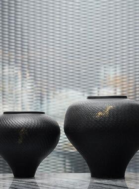 新中式创意红色陶瓷花瓶摆件客厅茶几餐柜桌面插花花器软装饰品