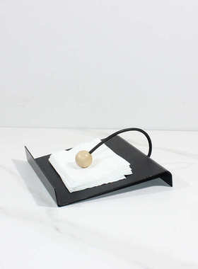 复古方形餐巾收纳架轻奢皮革面 酒店前台餐厅桌面纸巾座软装饰品