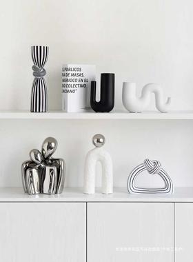 个性酒柜条纹客厅样板间艺术摆设装饰品高档现代抽象家居小众摆件