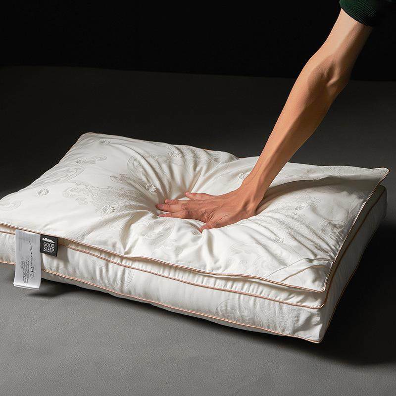 高端100支长绒棉提花天然双层蚕丝美颜枕芯超柔睡眠全棉立体枕头,淘宝优惠券,粉丝福利购,淘宝优惠卷