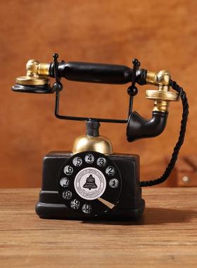 酒柜摆件客厅2025新款美式复古电话机家居客厅酒柜装饰酒吧拍摄道