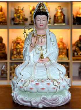 高档观奉音萨家用菩供观音佛像陶瓷汉音白玉观音菩萨家用供奉观佛