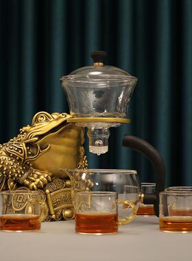 厂家黄铜招财金蟾自动茶具套装创意泡茶神器家用茶漏懒人功夫