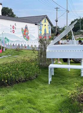 网红打卡拍照户外摆件钢琴模型一比一大型花园庭院草坪造景装饰品