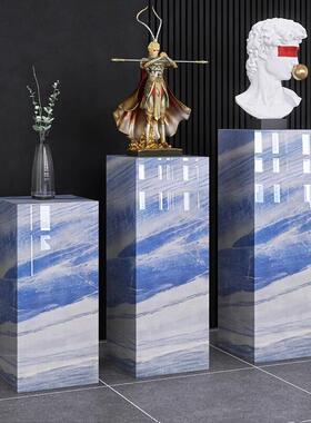 客厅岩板落地式花架子阳台轻奢高级感装饰品置物架大理石摆件底座