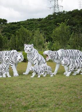 老虎雕塑玻璃纤维白虎彷真模型户外景观装饰十二生肖12大型动物摆