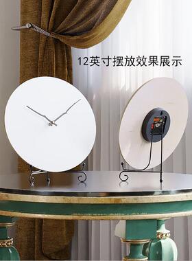 纯白钟表圆形白板手工diy教具钟面自制挂钟空白学生手绘毕业设计