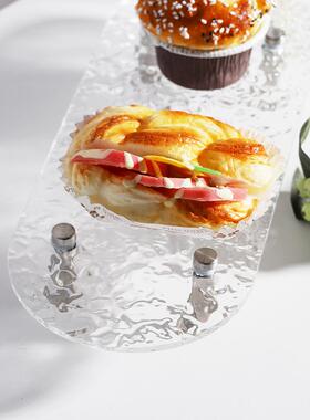 ins风托盘摆件客厅玄关钥匙收纳亚克力香薰香水化妆品摆台展示架