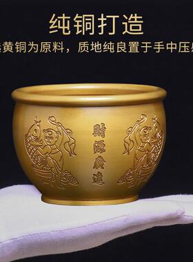 黄铜米缸百福缸摆件铜缸乔迁大小号聚宝盆水缸百富缸香炉铜盆装饰