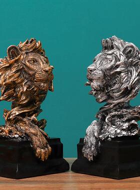 覆古树脂砂岩彩色狮子头饰品创意酒柜入口装饰工艺办公室桌面饰品