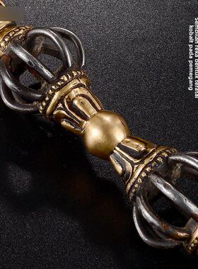 金刚撅现代供具尼泊尔手工做旧上铜下铁五股金刚杵马头金刚