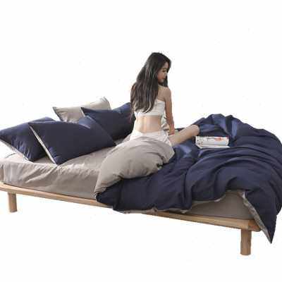 Internet celebrity bedding four-piece set 1.8m solid color bed sheet quilt cover single 1.5m bed student dormitory 4 three-piece set
