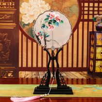 Hand embroidered finished product decoration New real silk Bio-embroidered double-sided embroidered chinlon fan (without shelf)