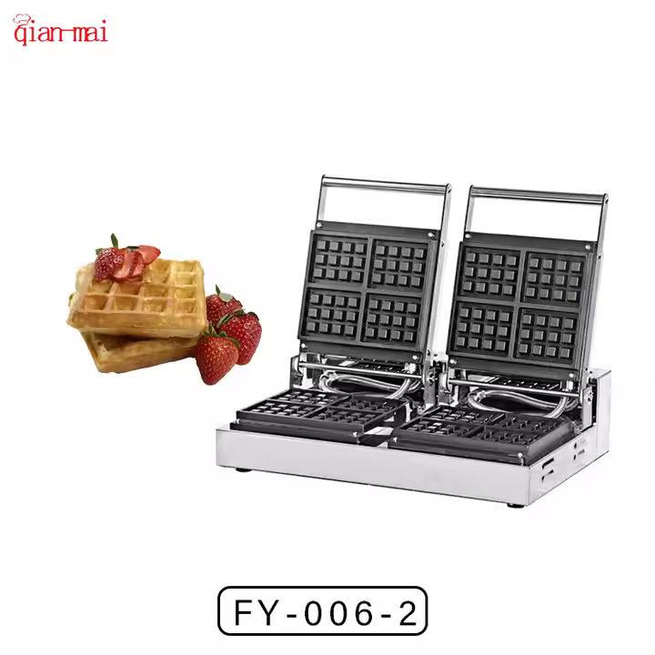 Qianmai square waffle machine commercial vertical honeycomb pancake machine square electric pancake pan rectangular waffle oven