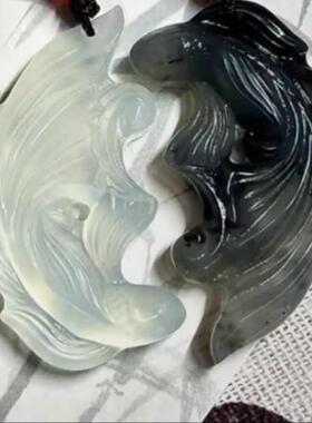 双鱼玉佩挂件闺蜜信物姐妹一对新中国风吊坠项炼古风配饰一人一半