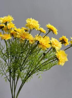 仿真花5头矢车菊雏菊清新假花蓝色韩式花婚庆插花摄影道造景绢布