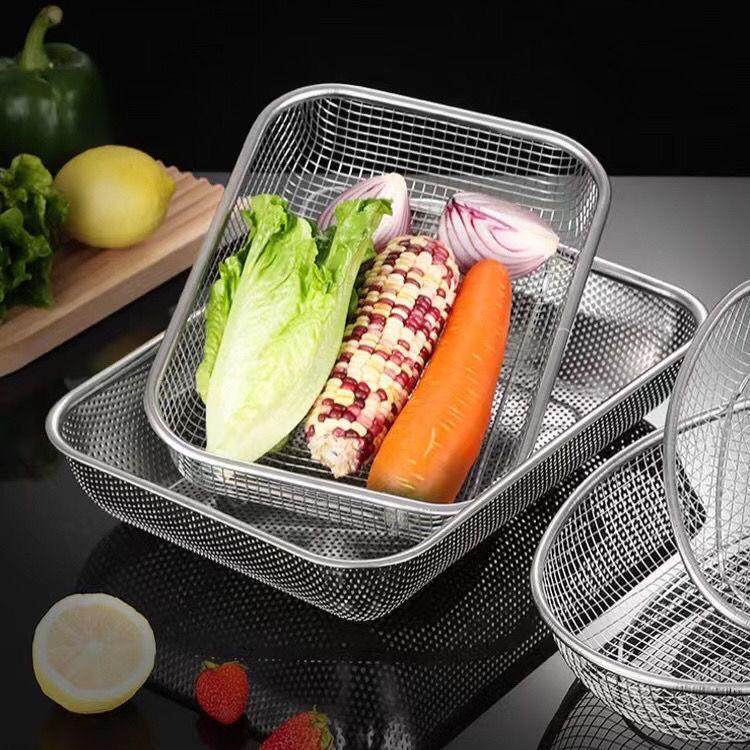 304不锈钢长方形网篮厚钢丝网筛厨房洗菜篮水果滤水篮碗筷沥水篮,淘宝优惠券,粉丝福利购,淘宝优惠卷