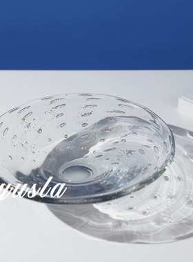 现代极简轻奢玻璃水果盘托盘收纳盘摆件样板间茶几餐桌面软装饰品