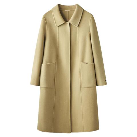 纯羊毛双面呢中长款大衣外套