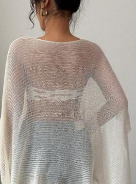 Women Chic Loose Fit Knit Poncho Shawl Tops  Thin &