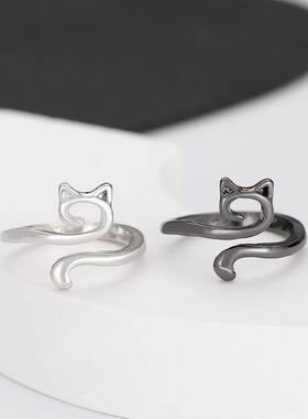 Opening Adjustable Fashion Animal Cat Ring Jewelry欧美猫戒指