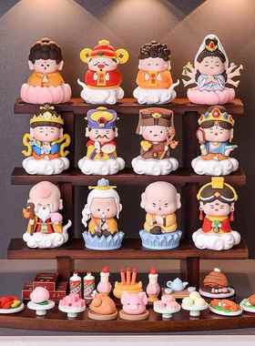 五路财神爷各路神仙桌面入户玄关装饰摆件家用全套展示架开业礼品