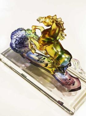 琉璃马如意摆件客厅工艺品送领导家居摆设办公桌室开业礼品